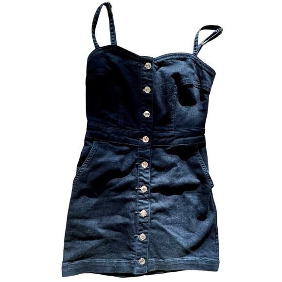 GUESS x Womens Dark Denim Stretchy Denim Mini Dress Button Accents Size 0 - Picture 1 of 7